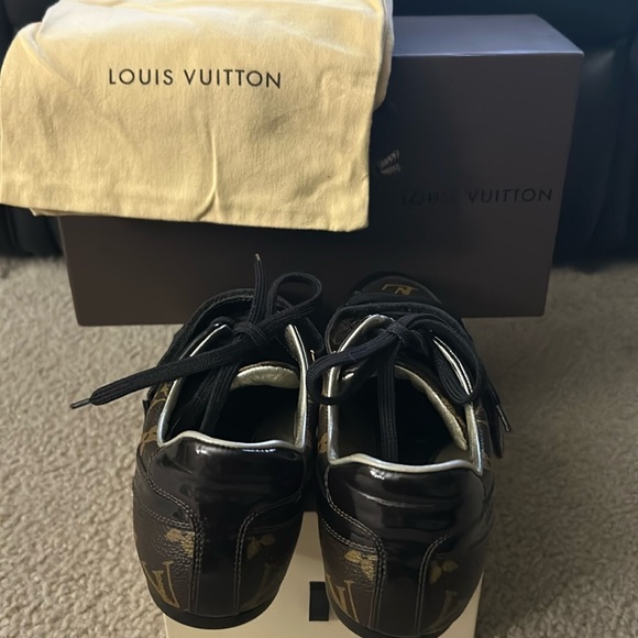 Louis Vuitton Monogram and Patent Leather Sneakers | Size 37 |Color: Brown - Picture 2 of 6